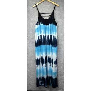 Riviera Sun Women's 3X Tie Dye Maxi Dress Spaghetti Strap Sleeveless Boho Beach